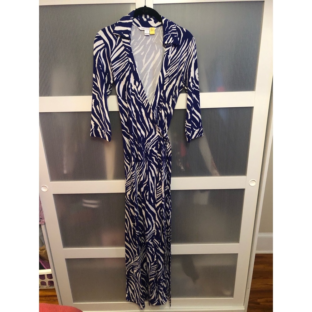Diane Von Furstenburg maxi zebra wrap dress